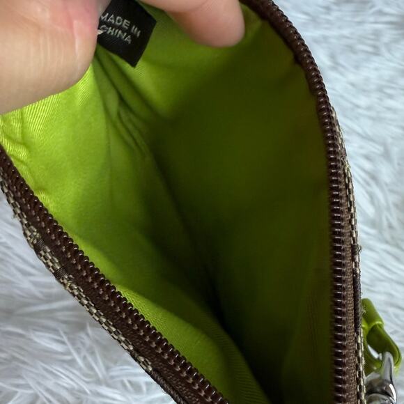 COACH y2k Soho Lime Brown Signature Canvas Wristlet - Picture 7 of 9